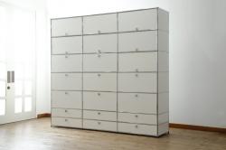 中古　USMハラー(USM Haller)　3列7段(3×7)　美しくシンプルなデザインが目を引く鉄製収納棚(戸棚、キャビネット)(定価約186万円)(R-078810)