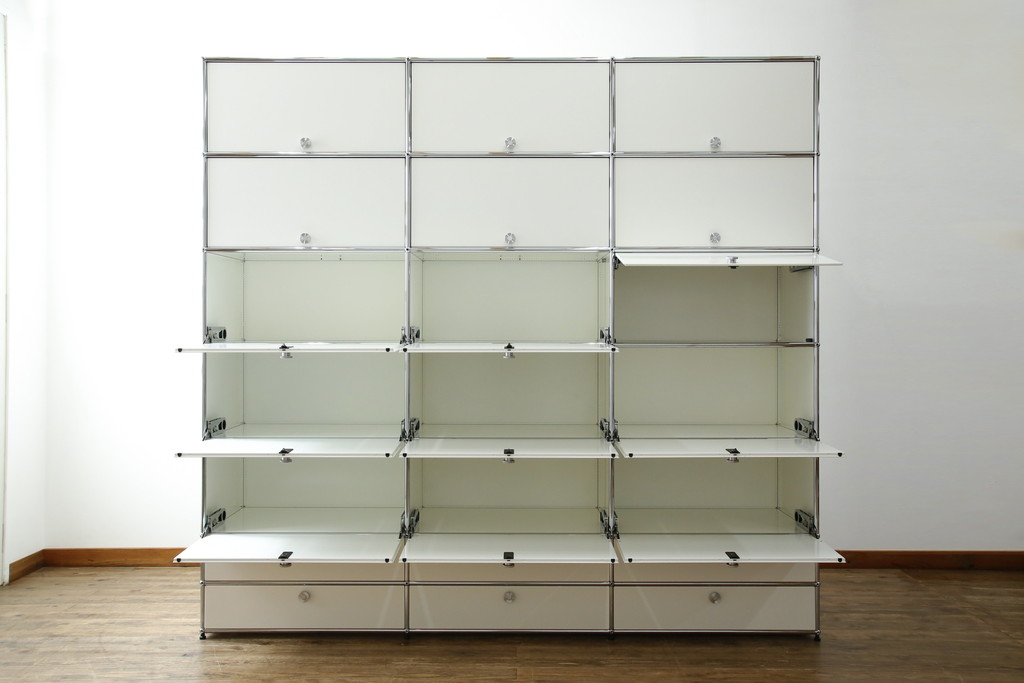 中古　USMハラー(USM Haller)　3列7段(3×7)　美しくシンプルなデザインが目を引く鉄製収納棚(戸棚、キャビネット)(定価約186万円)(R-078810)