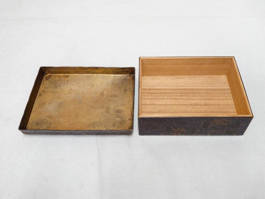 玉川堂　煙草盆(煙草箱、角盆付蓋物、煙草具、たばこ盆、タバコ盆、小物入れ、小箱、共箱付き)(R-076768)