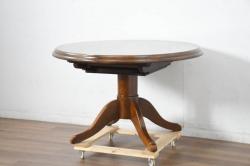 中古　美品　三越家具(現カントリーハウス)　Brugge(ブルージュ)　クラシカルな佇まいが魅力の伸長式ラウンドテーブル(ダイニングテーブル、エクステンションテーブル、丸テーブル、4人掛け、2人掛け、4人用、2人用、食卓)(定価約28万円)(R-082742)