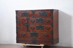 中古　横浜クラシック家具　ダニエル(Daniel)　アーリーアメリカン　A-304P　気品漂うライティングビューロー(簿記机、ワークデスク、在宅用、在宅ワーク用、サイドチェスト、引き出し)(定価約53万4千円)(R-080343)