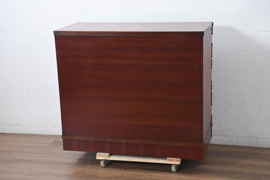 中古　美品!!　遠野民芸　職人手作り品　向鶴金具の立派な造りが目を惹く民芸箪笥(和タンス、収納箪笥、衣装箪笥、整理箪笥、引き出し、サイドチェスト)(R-082610)