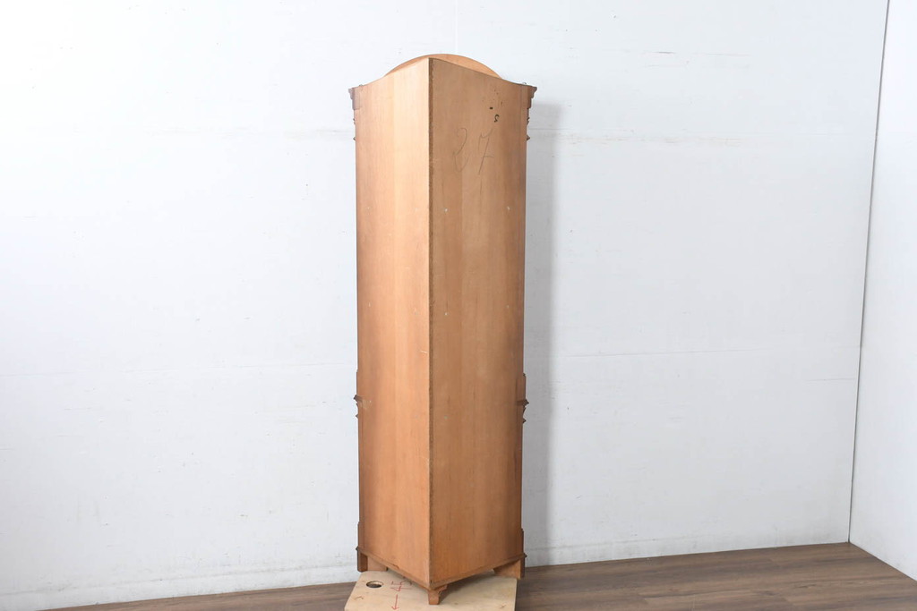 中古　イタリア　クラシカル美が宿るマーケットリー(象嵌細工)入りコーナーキャビネット(収納棚、戸棚、飾り棚)(R-082611)