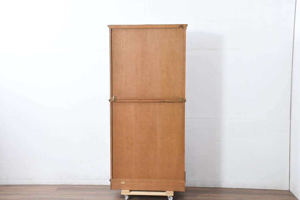 中古　美品!!　北海道旭川 近藤工芸　Solid Furniture OAK (ソリッドファニチャー オーク)　オーク材　クラシカルで上品な佇まいのビューローブックケース(ライティングビューロー、簿記机、本箱、本棚、飾り棚、収納棚、戸棚、ワークデスク、在宅用、在宅ワーク用)(R-082612)