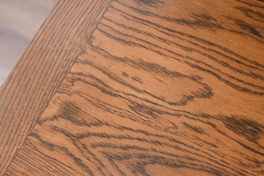 中古　美品!!　北海道旭川 近藤工芸　Solid Furniture OAK (ソリッドファニチャー オーク)　オーク材　クラシカルで上品な佇まいのビューローブックケース(ライティングビューロー、簿記机、本箱、本棚、飾り棚、収納棚、戸棚、ワークデスク、在宅用、在宅ワーク用)(R-082612)