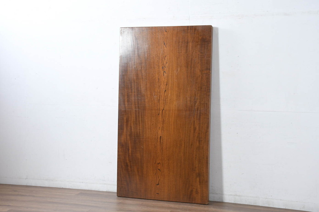 中古　美品　極厚天板　栓材　一枚板　側面玉杢材　深みのある杢目と艶やかな質感が美しいテーブルトップ(ダイニングテーブル、天板、DIY、材料、古材、木材)(R-082601)