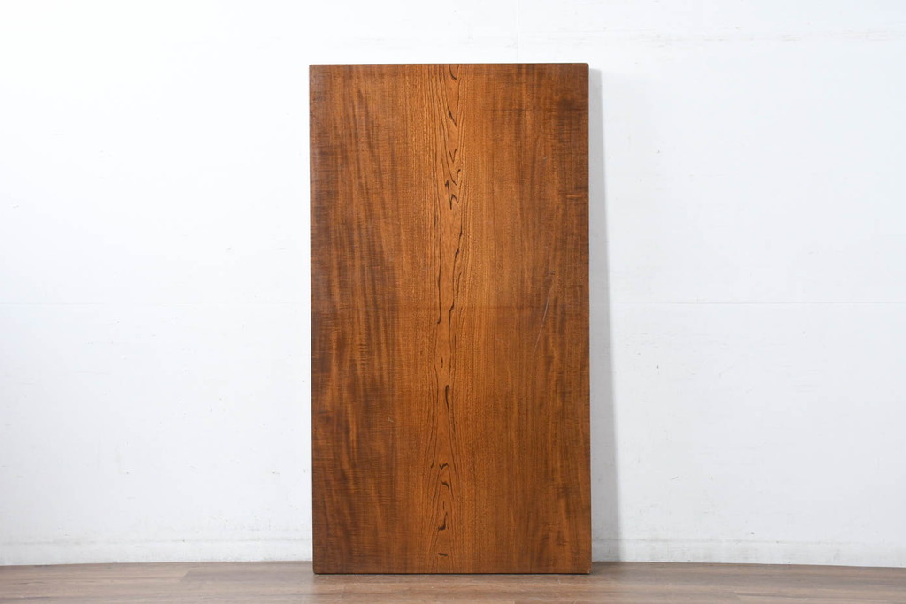 中古　美品　極厚天板　栓材　一枚板　側面玉杢材　深みのある杢目と艶やかな質感が美しいテーブルトップ(ダイニングテーブル、天板、DIY、材料、古材、木材)(R-082601)