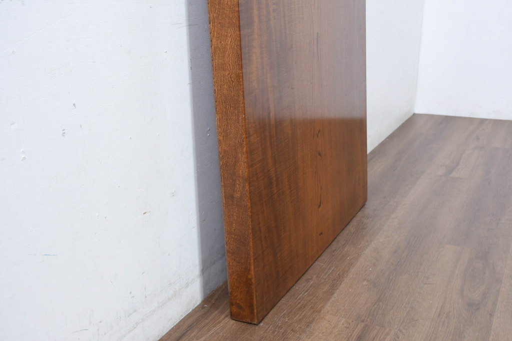 中古　美品　極厚天板　栓材　一枚板　側面玉杢材　深みのある杢目と艶やかな質感が美しいテーブルトップ(ダイニングテーブル、天板、DIY、材料、古材、木材)(R-082601)