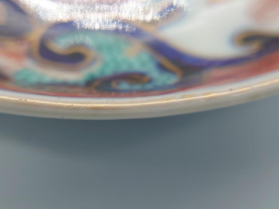 明治期　伊万里焼　色絵　金彩　花文　4寸皿　約12cm　色彩豊かで食卓に華やぎをもたらす小皿5客セット(四寸、赤絵、和食器、和皿)(R-062189)