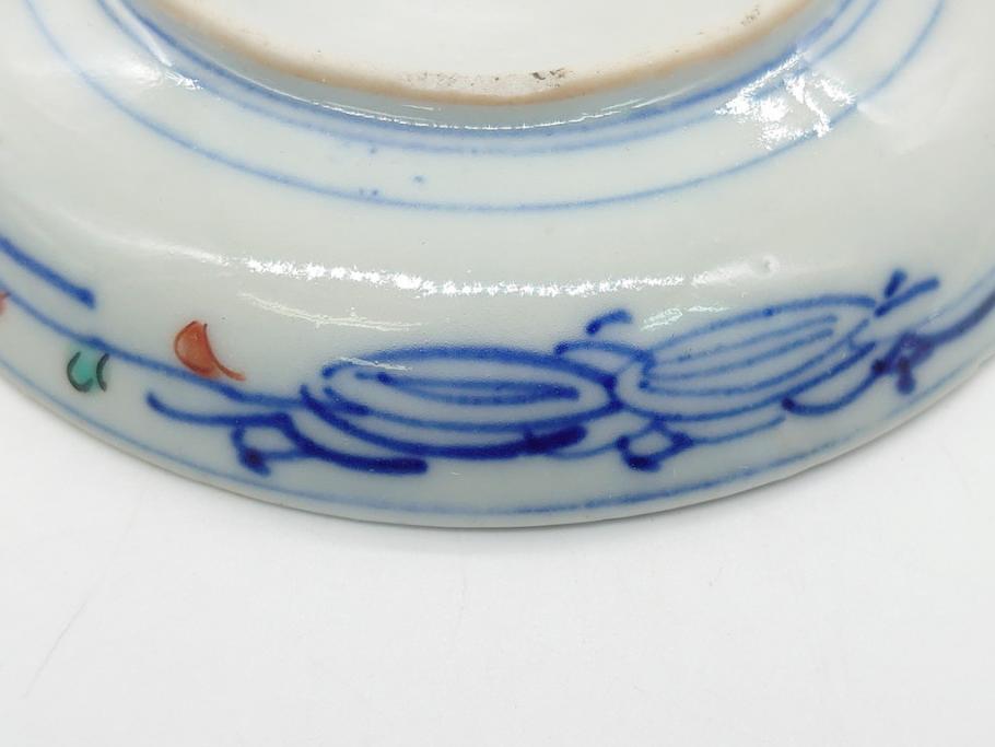 明治期　伊万里焼　色絵　金彩　花文　4寸皿　約12cm　色彩豊かで食卓に華やぎをもたらす小皿5客セット(四寸、赤絵、和食器、和皿)(R-062189)