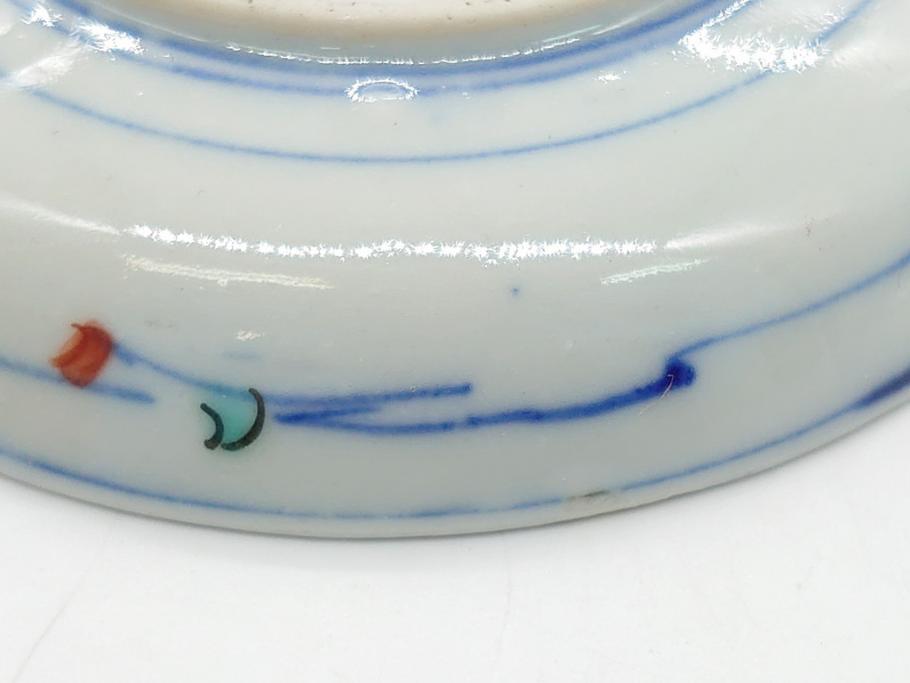 明治期　伊万里焼　色絵　金彩　花文　4寸皿　約12cm　色彩豊かで食卓に華やぎをもたらす小皿5客セット(四寸、赤絵、和食器、和皿)(R-062189)