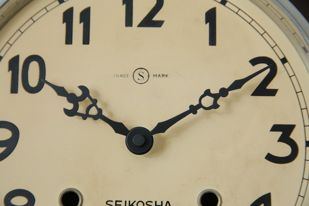 和製アンティーク　精工舎(SEIKOSHA、セイコー)　14DAY　TRADE(S)MARK　レリーフデザインが素敵な掛け時計(柱時計、古時計、振り子時計)(R-072160)