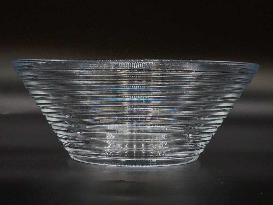 フィンランド　iittala(イッタラ)　AINO AALTO(アイノ・アアルト)　約23cm/Ultima Thule(ウルティマツーレ)　約25cm　空間に豊かな表情を与えるプレート2枚&ボウルセット(ガラス、深皿、深鉢、硝子、北欧)(R-083080)
