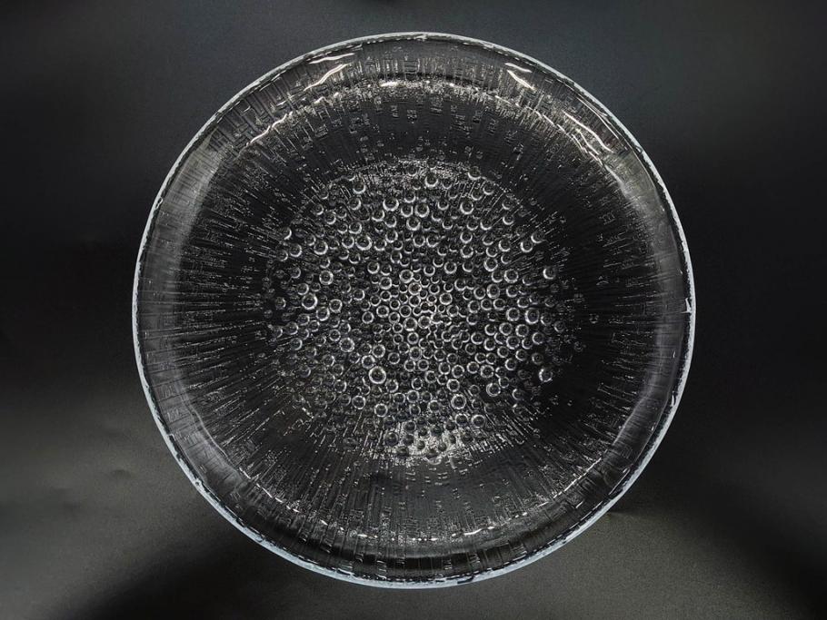 フィンランド　iittala(イッタラ)　AINO AALTO(アイノ・アアルト)　約23cm/Ultima Thule(ウルティマツーレ)　約25cm　空間に豊かな表情を与えるプレート2枚&ボウルセット(ガラス、深皿、深鉢、硝子、北欧)(R-083080)
