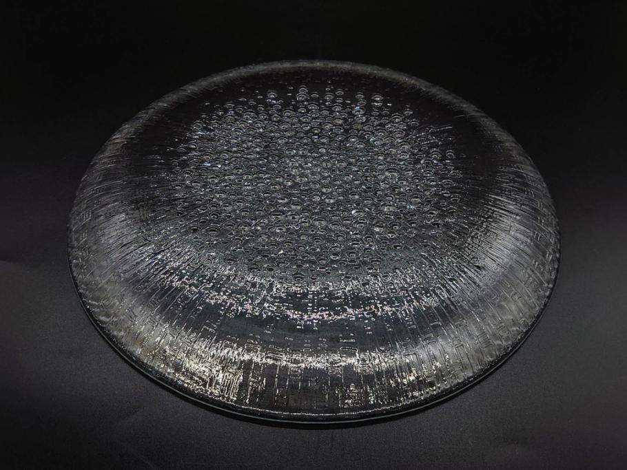 フィンランド　iittala(イッタラ)　AINO AALTO(アイノ・アアルト)　約23cm/Ultima Thule(ウルティマツーレ)　約25cm　空間に豊かな表情を与えるプレート2枚&ボウルセット(ガラス、深皿、深鉢、硝子、北欧)(R-083080)