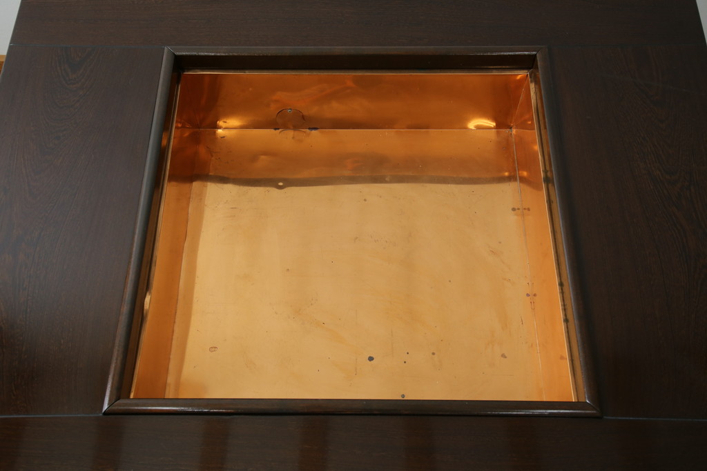 中古　鉄刀木(タガヤサン)　2wayでフレキシブルに使える!!和の空間づくりにおすすめの囲炉裏テーブル(木製火鉢、ダイニングテーブル、4人掛け、食卓、センターテーブル、ローテーブル)(R-075389)
