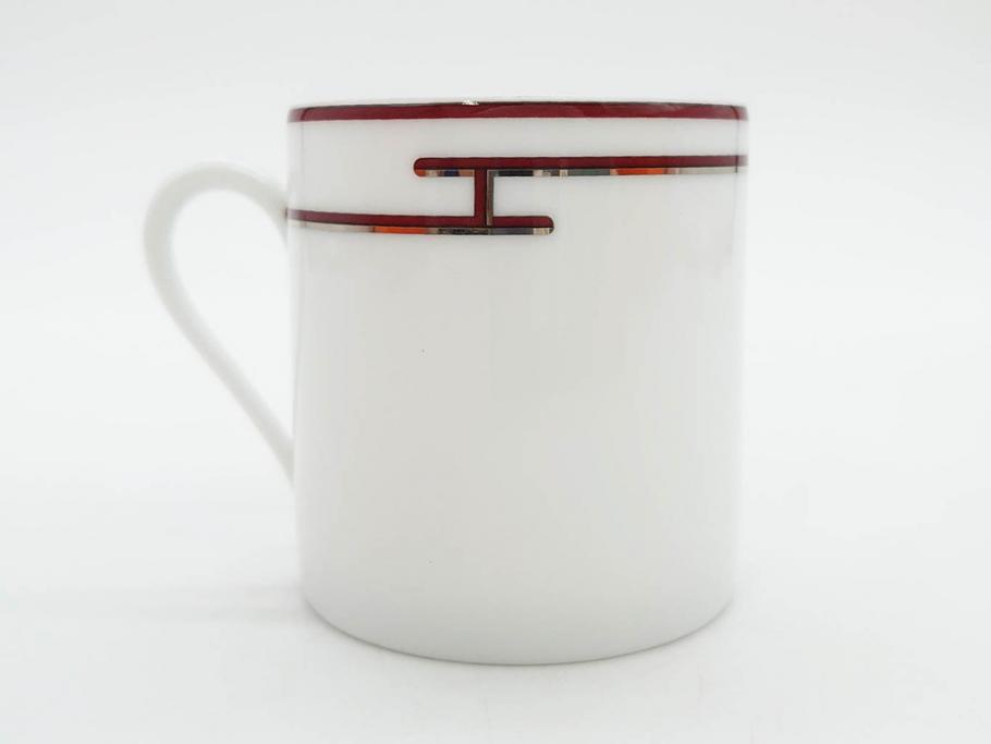 フランス　HERMES(エルメス)　リズム　洗練されたデザインが魅力のコーヒーカップ&ソーサー2客セット(C&S、金彩、碗皿、洋食器、共箱付)(R-083283)