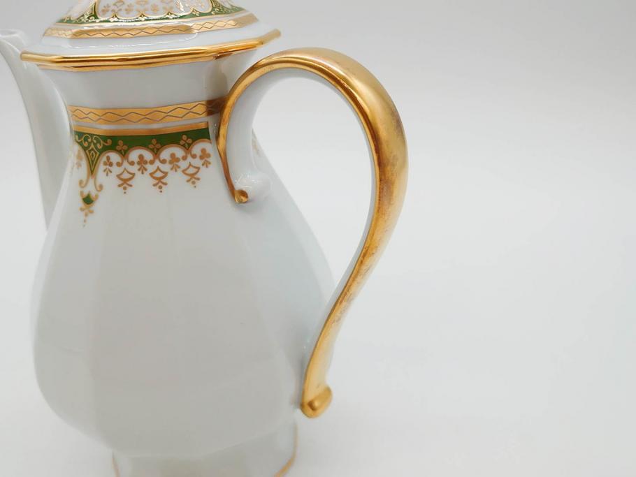フランス　BERNARDAUD(ベルナルド)　LIMOGES(リモージュ)　 気品あるデザインが目を惹くティーポット&シュガーポット&クリーマー3点セット(ミルクジャー、ミルクポット、ボンボン入れ、洋食器)(R-076818)