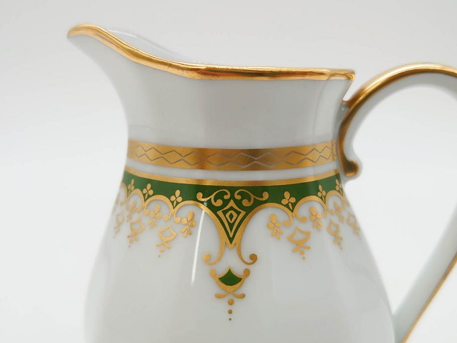 フランス　BERNARDAUD(ベルナルド)　LIMOGES(リモージュ)　 気品あるデザインが目を惹くティーポット&シュガーポット&クリーマー3点セット(ミルクジャー、ミルクポット、ボンボン入れ、洋食器)(R-076818)