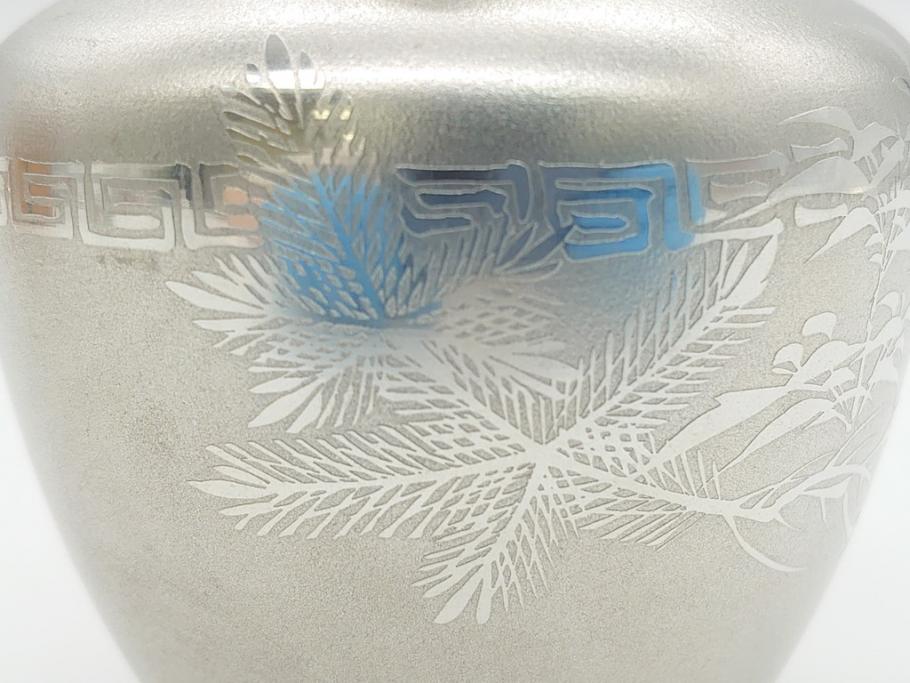 薩摩 谷山正錫 山崎畩五郎 錫製 カコシマ 彫金細工 茶心壷(共箱