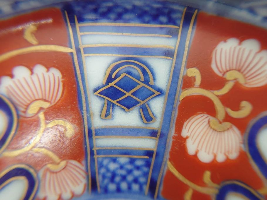 江戸期　古伊万里　色絵　染付　約13cm　4.3寸　華やかな図柄が目を惹く小皿3枚セット(和皿、和食器、四寸三分)(R-076788)