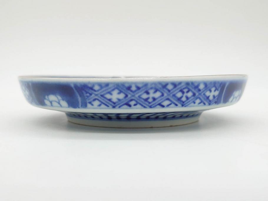 江戸期　古伊万里　色絵　染付　約13cm　4.3寸　華やかな図柄が目を惹く小皿3枚セット(和皿、和食器、四寸三分)(R-076788)