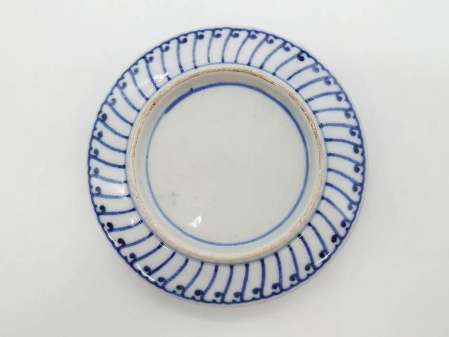 江戸期　古伊万里　色絵　染付　約13cm　4.3寸　華やかな図柄が目を惹く小皿3枚セット(和皿、和食器、四寸三分)(R-076788)
