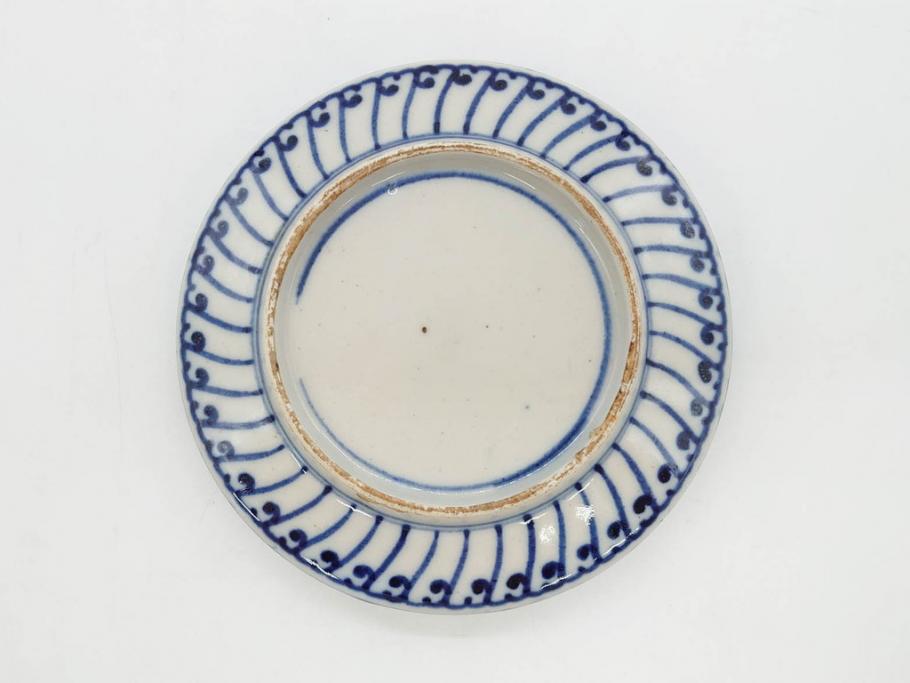江戸期　古伊万里　色絵　染付　約13cm　4.3寸　華やかな図柄が目を惹く小皿3枚セット(和皿、和食器、四寸三分)(R-076788)