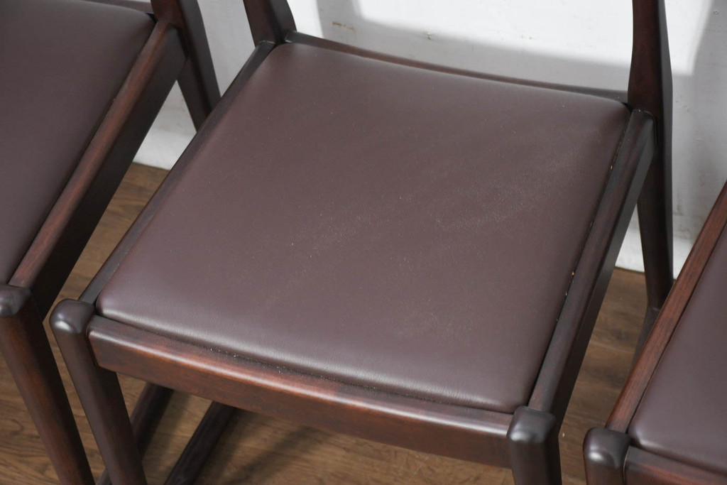 中古　超美品　元祖軽井沢彫　大坂屋家具店　繊細な桜の彫りが見事なKチェア4脚セット(軽井沢彫り、ダイニングチェア、椅子、イス、透かし彫り、バラ売り可能)(定価4脚で約100万円)(R-082595)