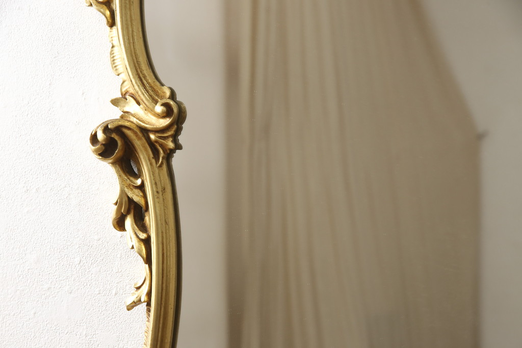 中古　美品　イタリア　SILIK(シリック)　ロココ調の細やかで豪華な彫刻が見事!存在感を放つウォールミラー(壁掛け鏡、姿見、ビンテージ)(R-055285)