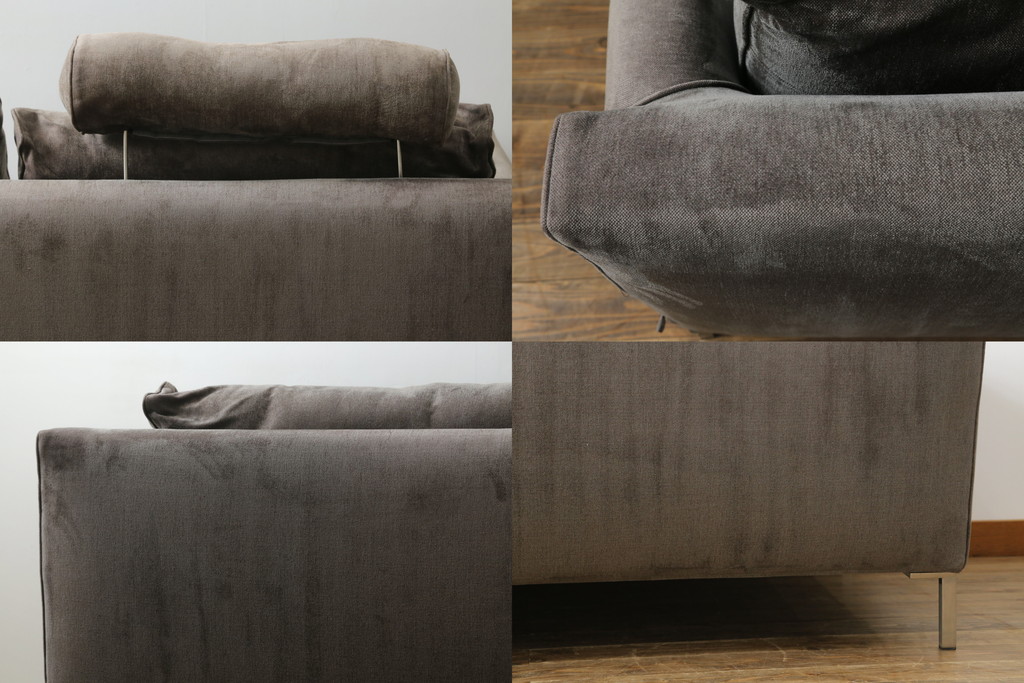 中古　2020年購入　ACTUS(アクタス)取扱い　eilersen(アイラーセン) GROUP-E MELLOW(メロー)　ストリームラインソファ(STREAMLINE SOFA)　シンプルモダンな佇まいが魅力のヘッドレスト付き2人掛けソファとオットマンのセット(二人掛け、2P、フットスツール、北欧)(定価約68万円)(R-074560)