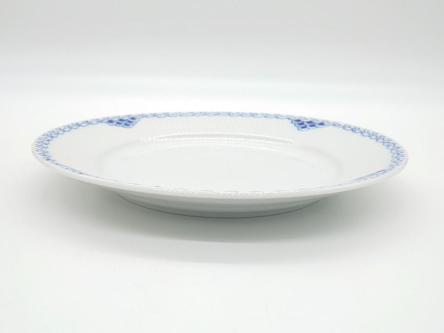 デンマーク　ROYAL　COPENHAGEN(ロイヤルコペンハーゲン)　プリンセス　ブルー　美しいレースの縁取りが優雅さを演出するディーププレート(約22.5)&ピックルディッシュ(約25)セット(洋食器、フラット、舟形、楕円プレート)(R-062235)