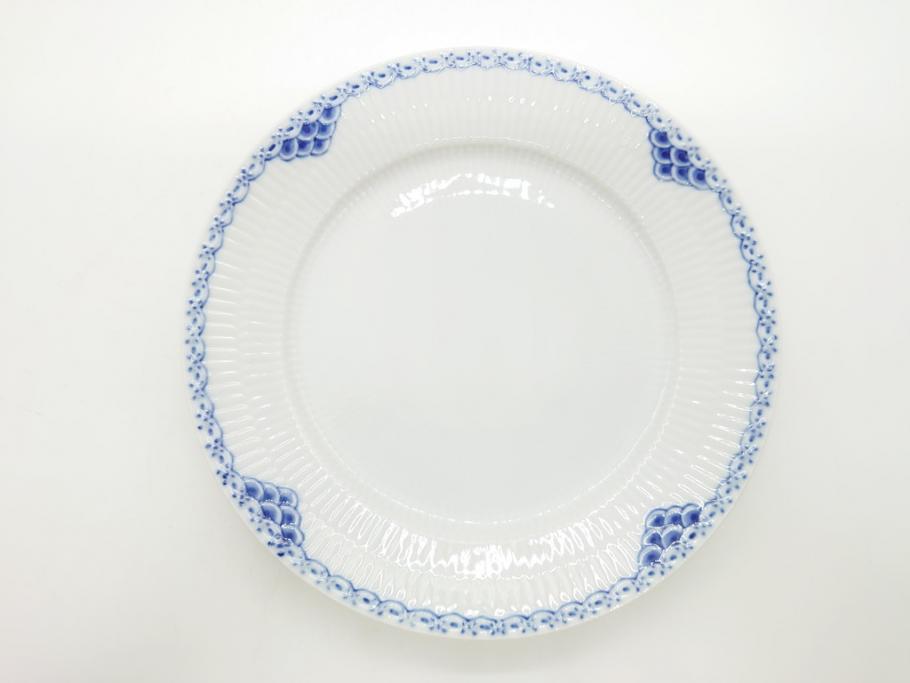 デンマーク　ROYAL　COPENHAGEN(ロイヤルコペンハーゲン)　プリンセス　ブルー　美しいレースの縁取りが優雅さを演出するディーププレート(約22.5)&ピックルディッシュ(約25)セット(洋食器、フラット、舟形、楕円プレート)(R-062235)