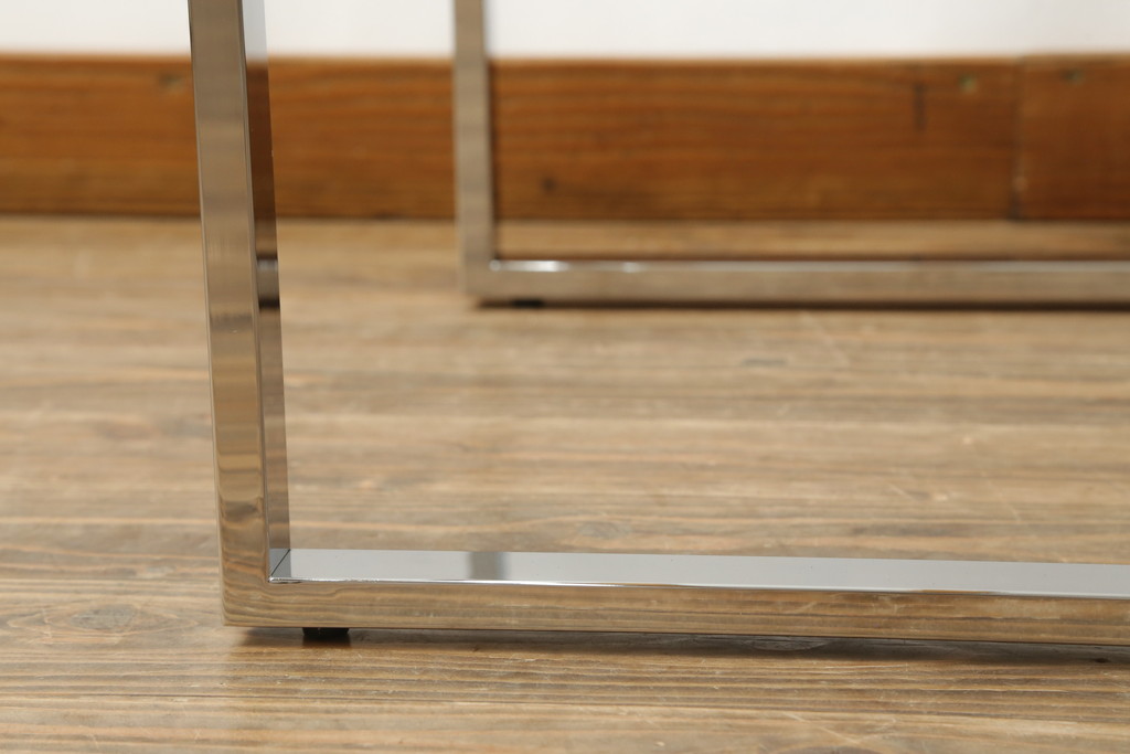 ★I様専用・ご決済用★中古　オーダー製作品　廃番　AIDEC MODERN(アイデックモダン)　ZONE(ゾーン)52G　ステンレス脚とガラストップの組み合わせがクールでおしゃれなローテーブル(センターテーブル、コーヒーテーブル、カフェテーブル、サイドテーブル)(定価約14万5千円)(R-069837)