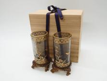 【骨董買取】フランス　オールドバカラ　Baccarat　ジャポニズム　花鳥文　金彩　花瓶(フルレッドクリスタルガラス、花器)を買取りました。