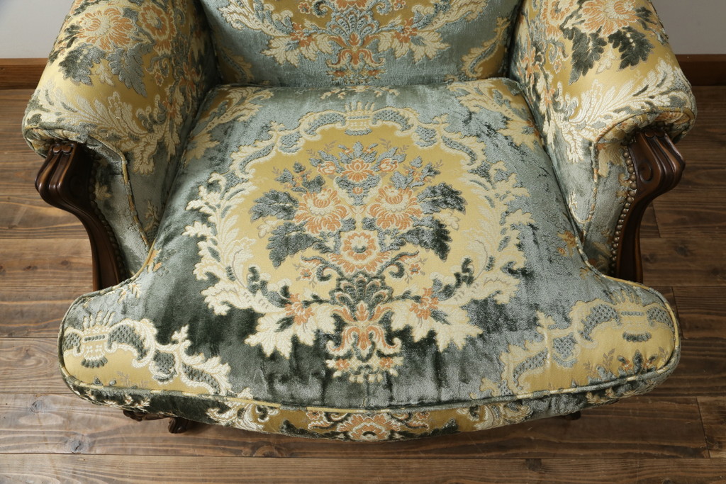 中古　美品　カリモク家具(karimoku)　domani(ドマーニ)　Louis(ルイ)XVシリーズ　ルイ15世　優雅なひとときを演出してくれる1人掛けソファ(定価約50万円)(アームソファ、一人掛け、1P)(R-054026)