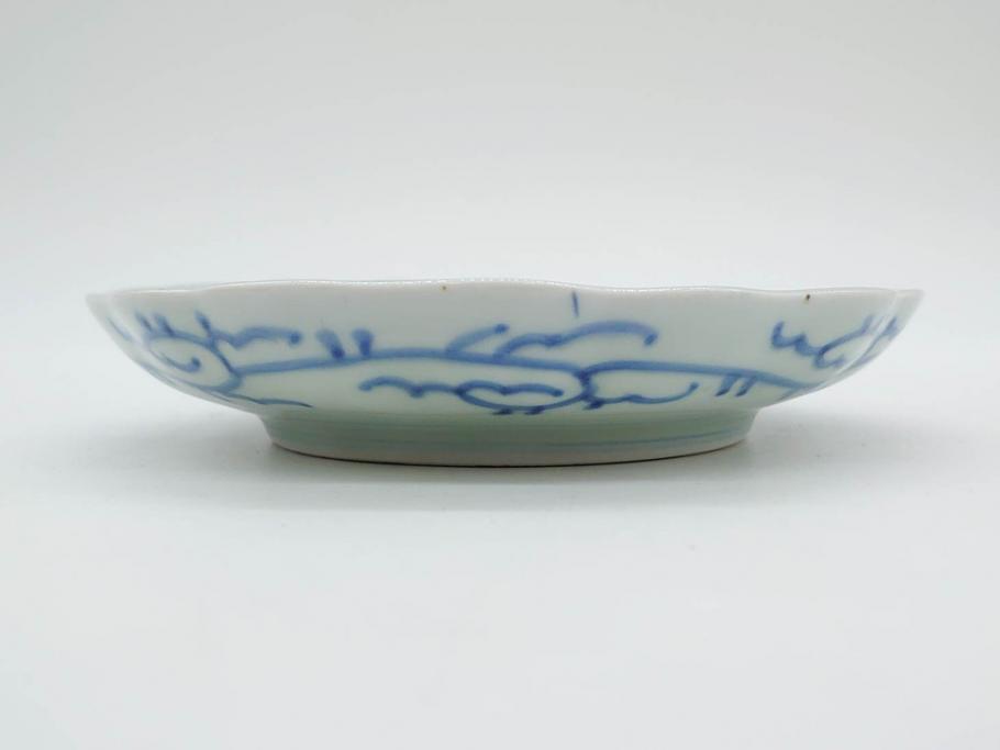 江戸後期　古伊万里　大明成化年製　微塵唐草文染付　約18cm　6寸　繊細な線描きが見事な中皿3枚セット(みじんからくさ、和皿、和食器、六寸)(R-076811)