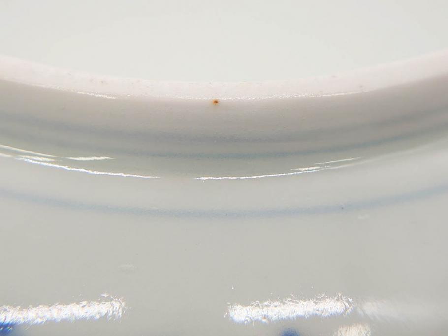 江戸後期　古伊万里　大明成化年製　微塵唐草文染付　約18cm　6寸　繊細な線描きが見事な中皿3枚セット(みじんからくさ、和皿、和食器、六寸)(R-076811)