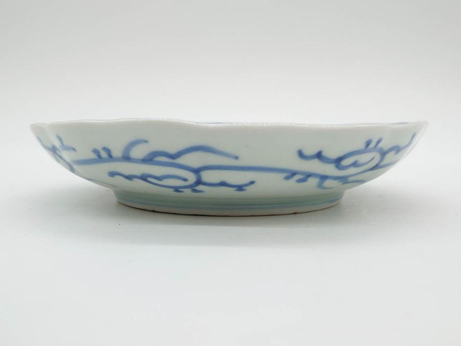 江戸後期 古伊万里 大明成化年製 微塵唐草文染付 約18cm 6寸