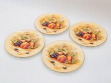 イギリス　EYNSLEY(エインズレイ)　オーチャードゴールド　約21cm　食卓を彩る華やかなプレート4枚セット(スティル・ライフ・フルーツ、洋食器、英国)(R-076814)