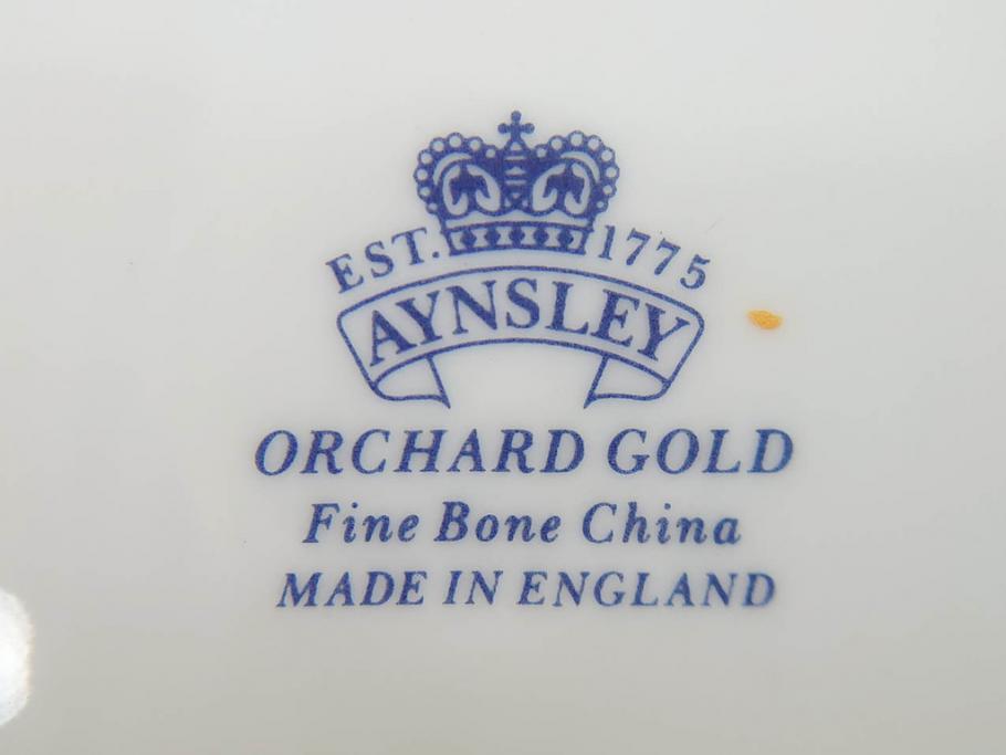 イギリス　EYNSLEY(エインズレイ)　オーチャードゴールド　約21cm　食卓を彩る華やかなプレート4枚セット(スティル・ライフ・フルーツ、洋食器、英国)(R-076814)