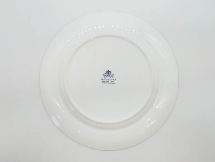 イギリス　EYNSLEY(エインズレイ)　オーチャードゴールド　約21cm　食卓を彩る華やかなプレート4枚セット(スティル・ライフ・フルーツ、洋食器、英国)(R-076814)