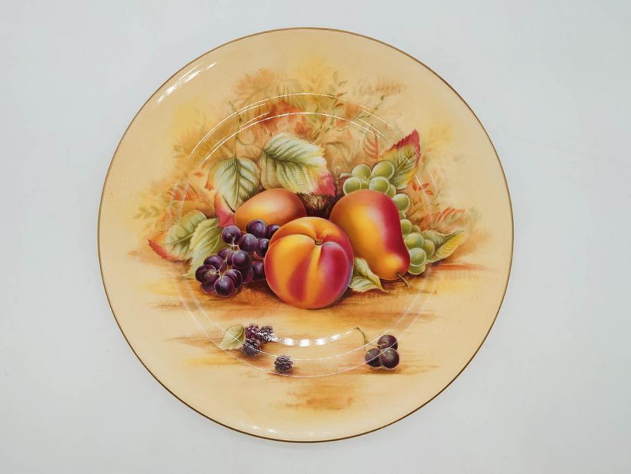 イギリス　EYNSLEY(エインズレイ)　オーチャードゴールド　約21cm　食卓を彩る華やかなプレート4枚セット(スティル・ライフ・フルーツ、洋食器、英国)(R-076814)