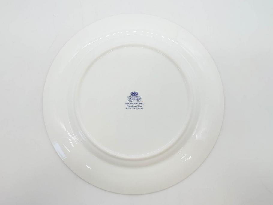 イギリス　EYNSLEY(エインズレイ)　オーチャードゴールド　約21cm　食卓を彩る華やかなプレート4枚セット(スティル・ライフ・フルーツ、洋食器、英国)(R-076814)