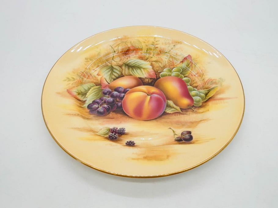 イギリス　EYNSLEY(エインズレイ)　オーチャードゴールド　約21cm　食卓を彩る華やかなプレート4枚セット(スティル・ライフ・フルーツ、洋食器、英国)(R-076814)
