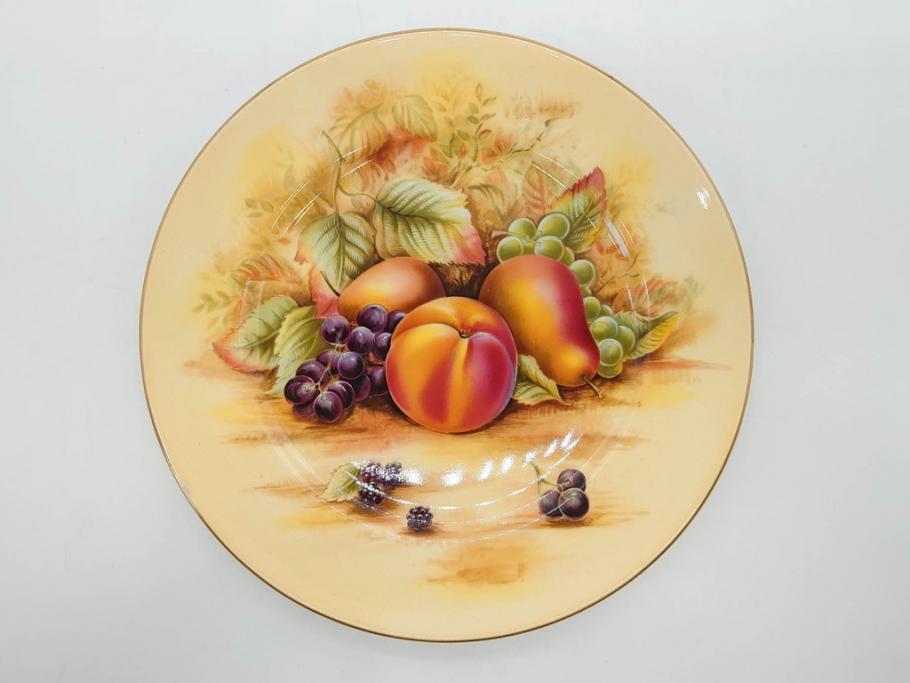 イギリス　EYNSLEY(エインズレイ)　オーチャードゴールド　約21cm　食卓を彩る華やかなプレート4枚セット(スティル・ライフ・フルーツ、洋食器、英国)(R-076814)