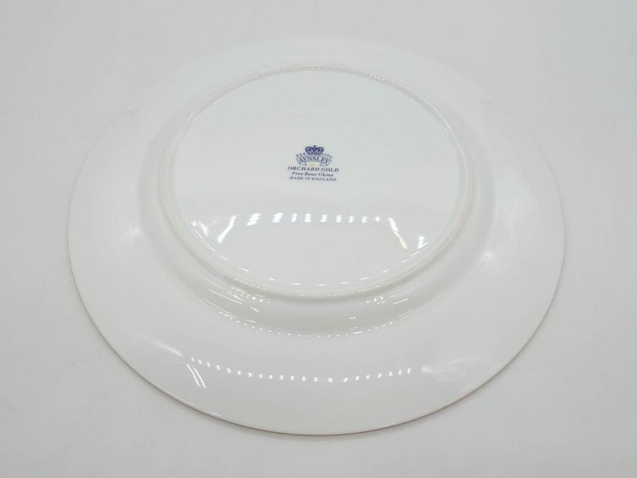 イギリス　EYNSLEY(エインズレイ)　オーチャードゴールド　約21cm　食卓を彩る華やかなプレート4枚セット(スティル・ライフ・フルーツ、洋食器、英国)(R-076814)