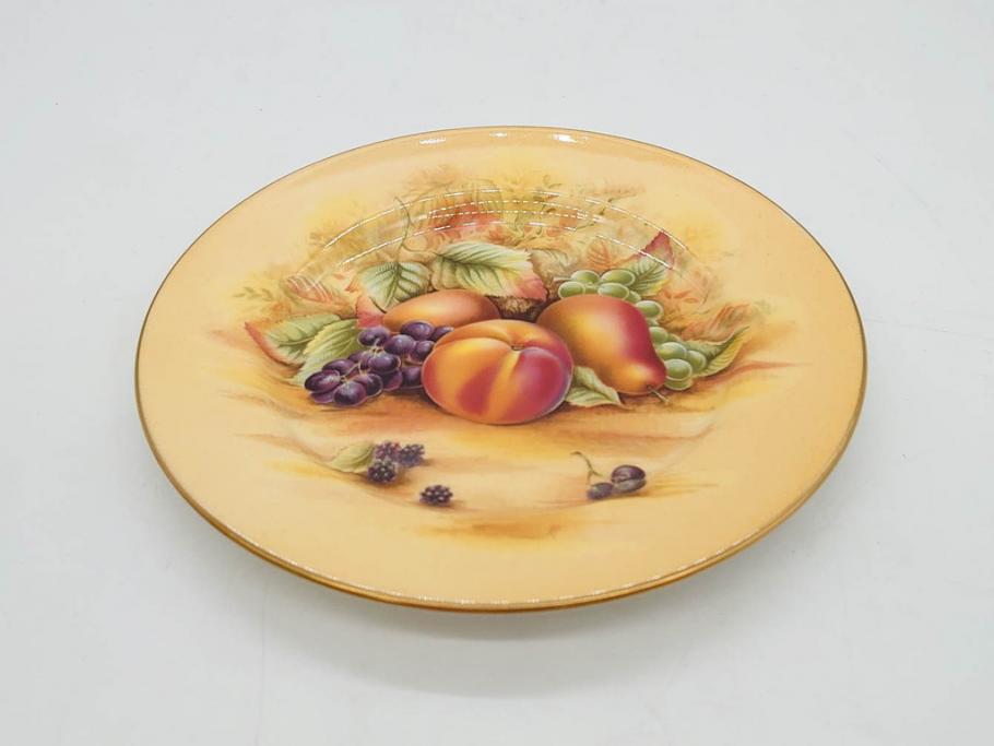 イギリス　EYNSLEY(エインズレイ)　オーチャードゴールド　約16cm　食卓を彩る華やかなプレート5枚セット(スティル・ライフ・フルーツ、洋食器、英国)(R-076815)