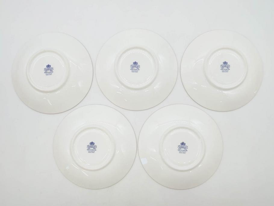 イギリス　EYNSLEY(エインズレイ)　オーチャードゴールド　食卓を彩る華やかなティーカップ&ソーサー5客セット(C&S、スティル・ライフ・フルーツ、洋食器、英国)(R-076816)