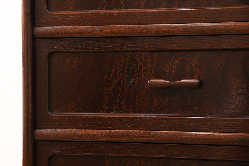 中古　国産手造り家具　ケヤキ材　人気の縦型デザインが嬉しい小引き出し(小物収納、チェスト)(R-052846)